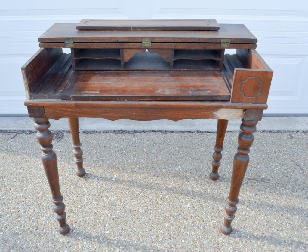 vintage spinet desk in need of repair