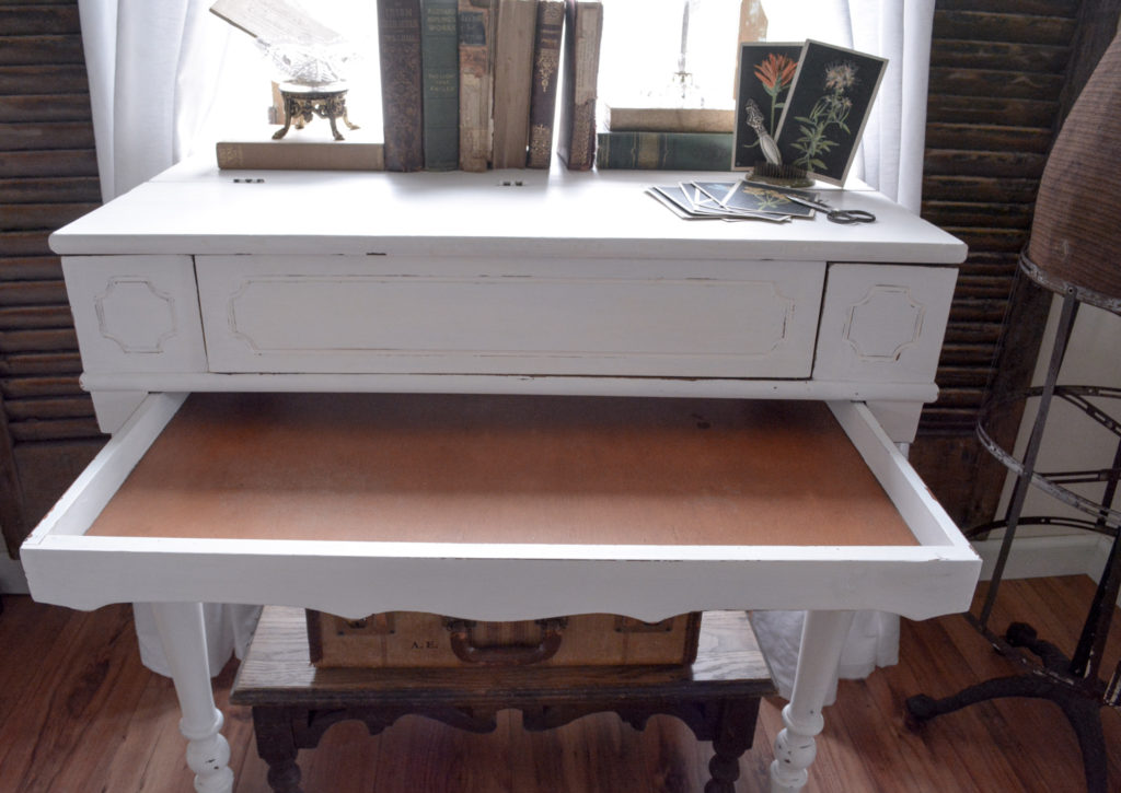 vintage spinet desk drawer makeover