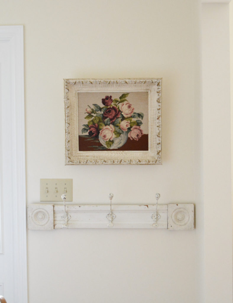 Needlework roses framed picture