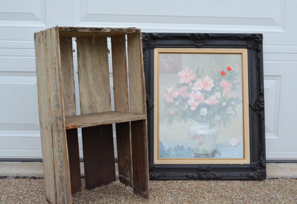 Thrifted frame and old crate for project