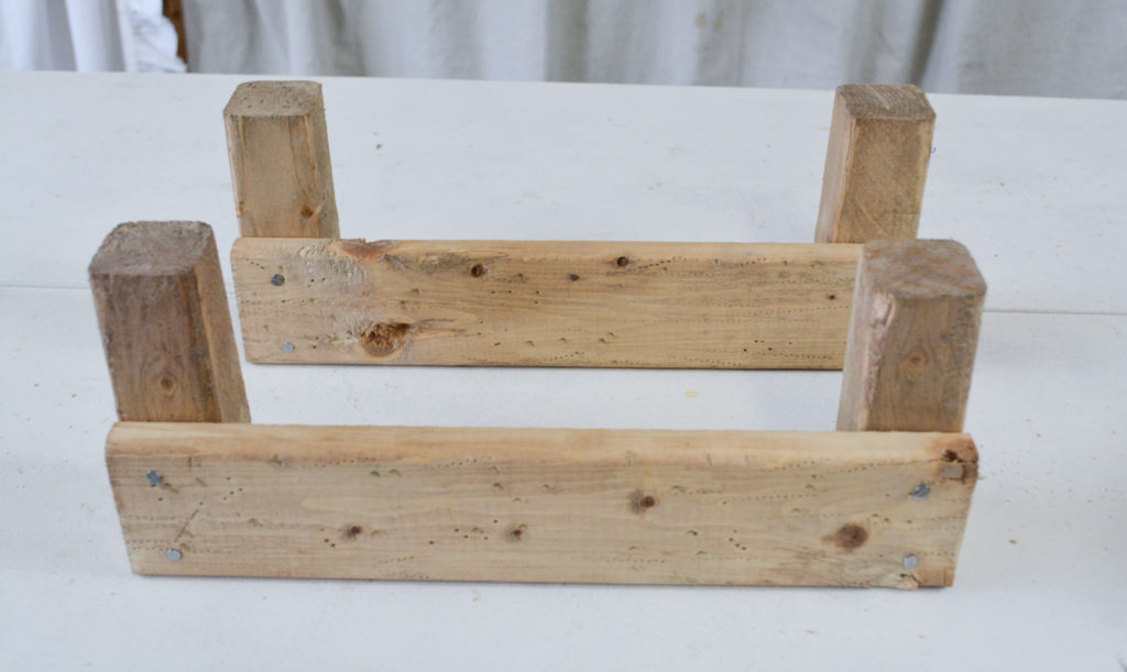 assembling a DIY french fruit crate