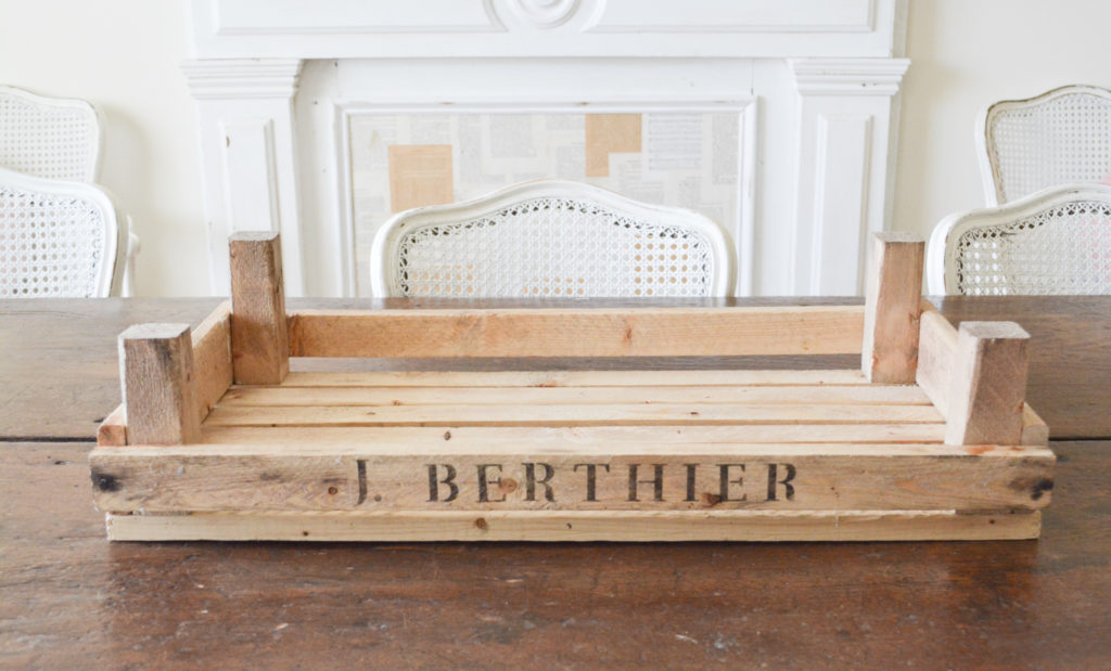A DIY French fruit crate with stencil