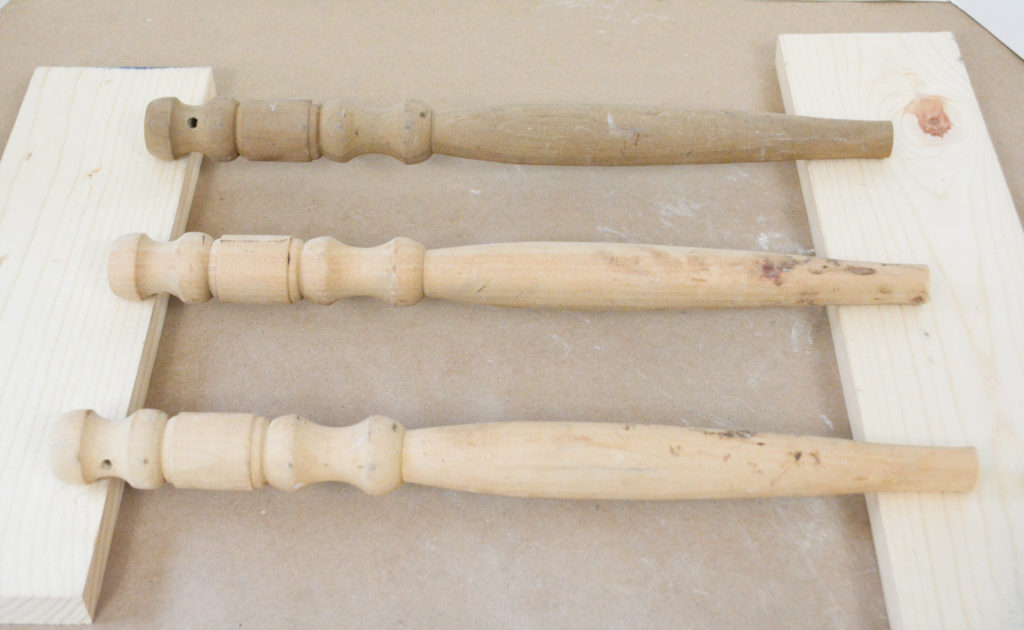 Raw stair spindles to be painted