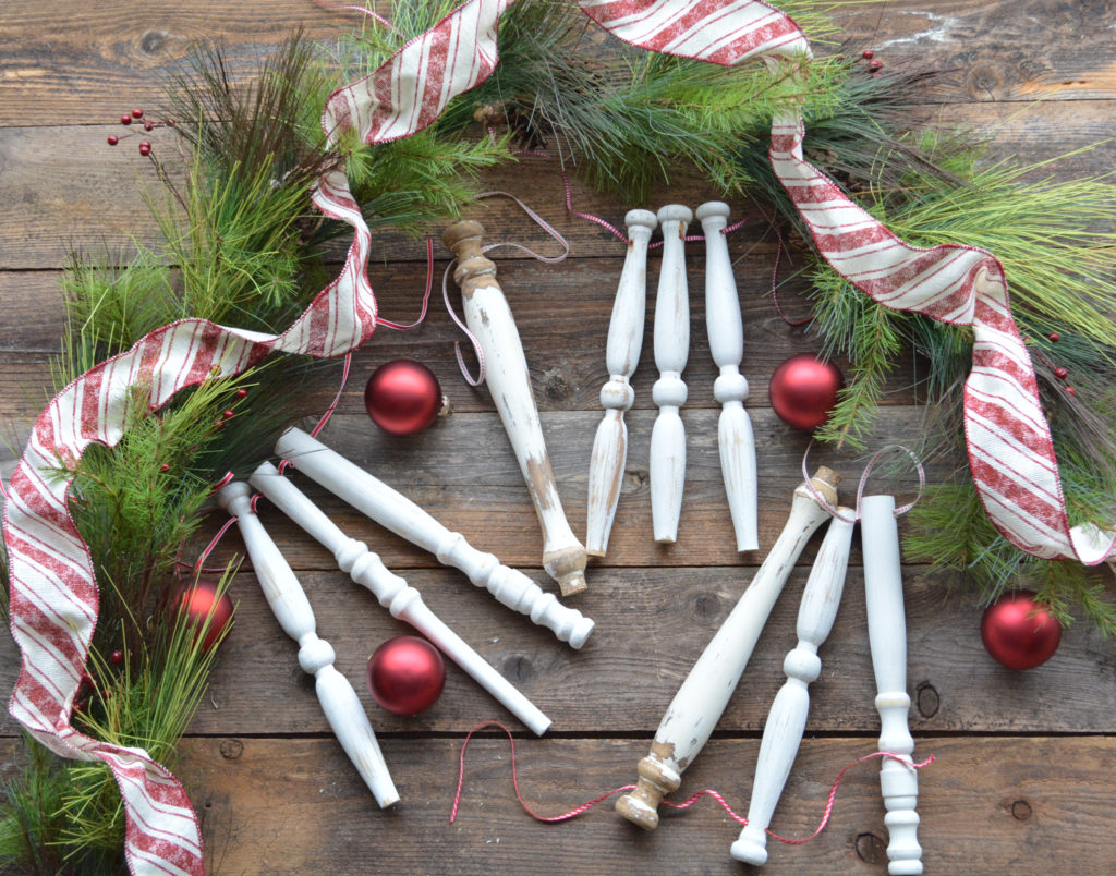 DIY spindle ornaments|ornaments made from stair spindles