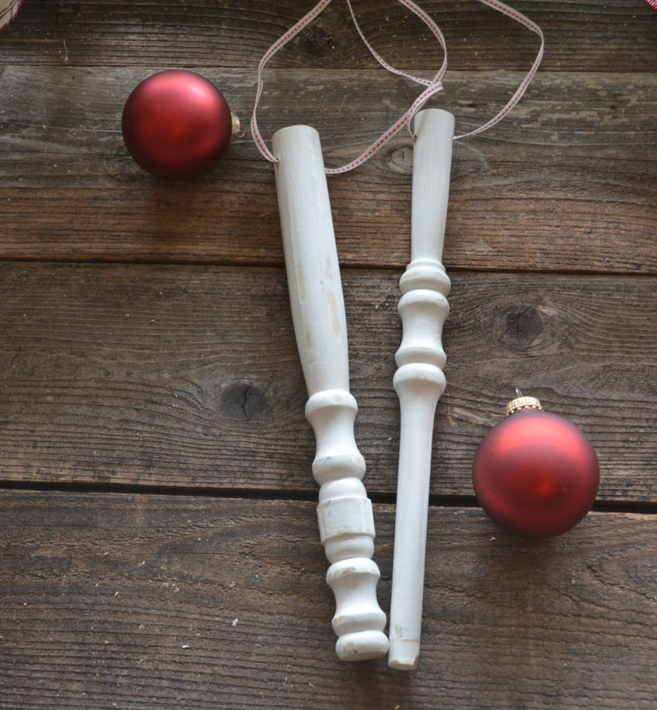 Christmas ornaments made from old stair spindles