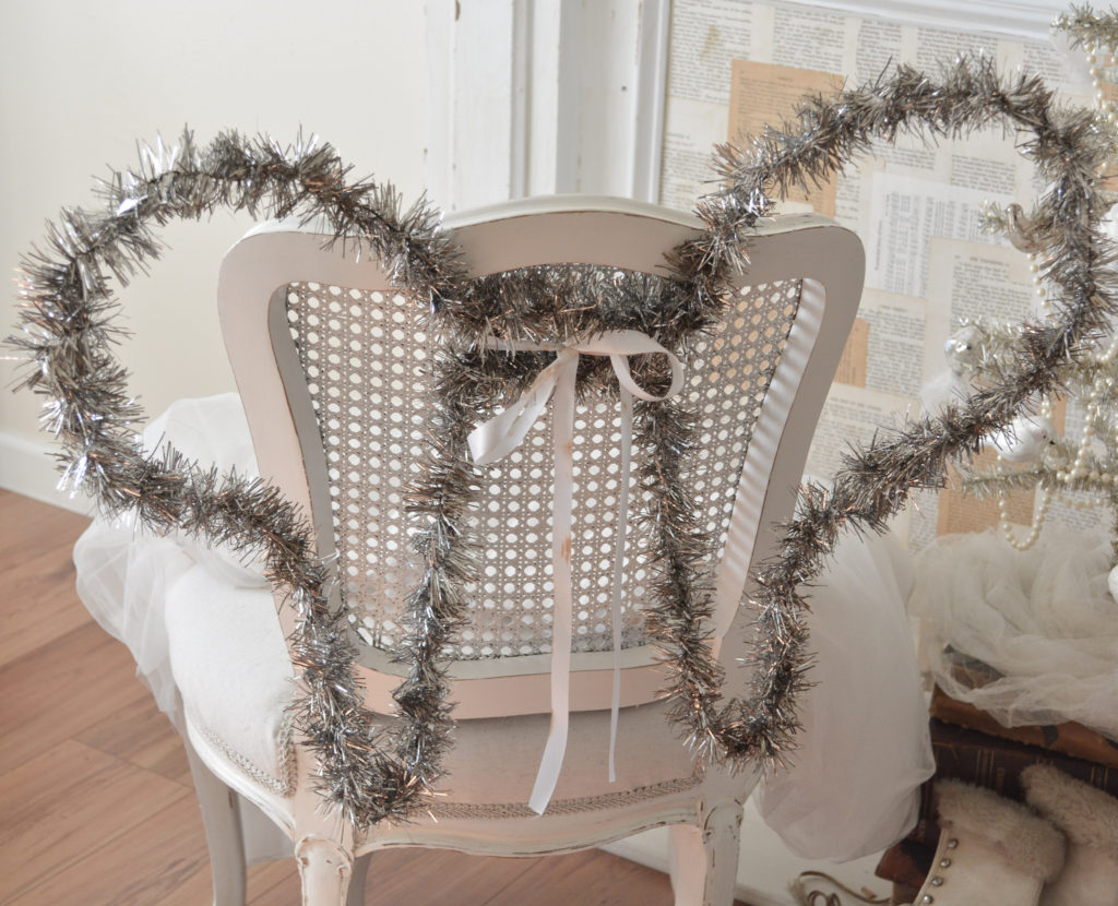 DIY vintage inspired tinsel angel wings for holiday decor