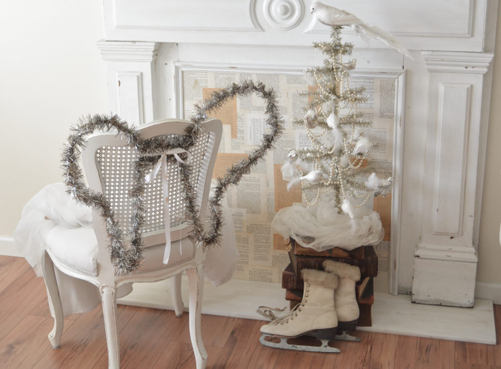 DIY vintage inspired tinsel angel wings for holiday decor