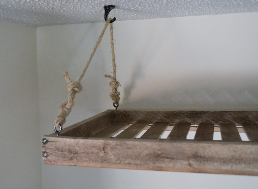 how to hand a drying rack from the ceiling