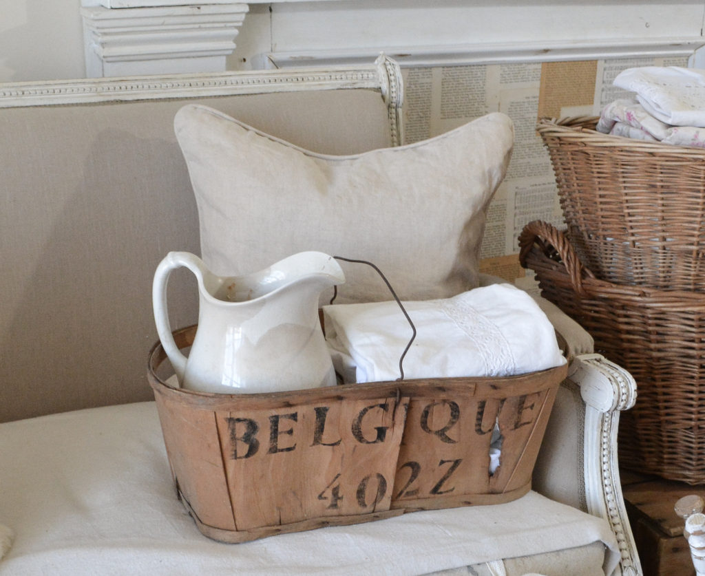 French style basket with stencil