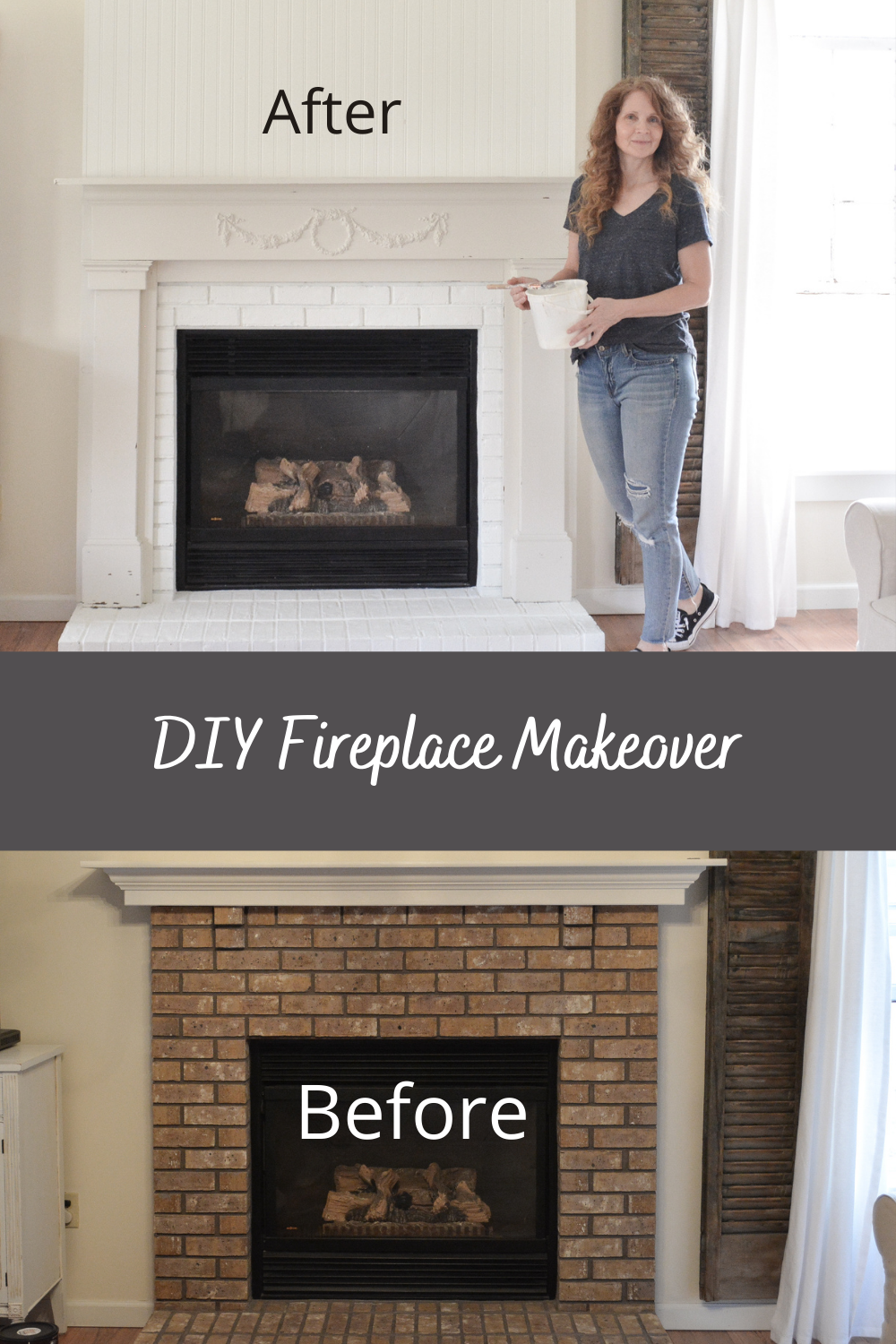 A Before and After DIY Fireplace Makeover - Janet Clark at Home