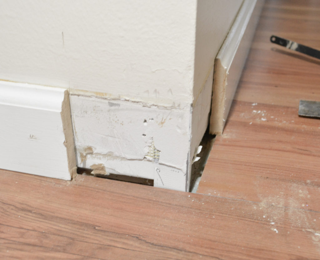 cutting out baseboard