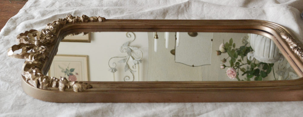 diy gold framed mirror with spray paint and dark wax
