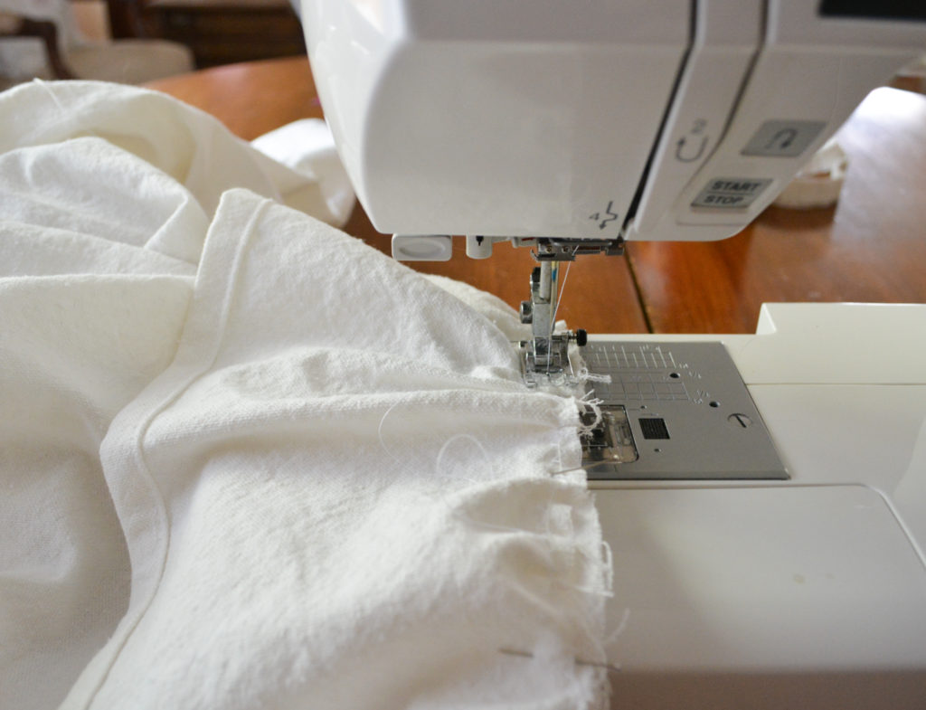 sewing on a ruffle