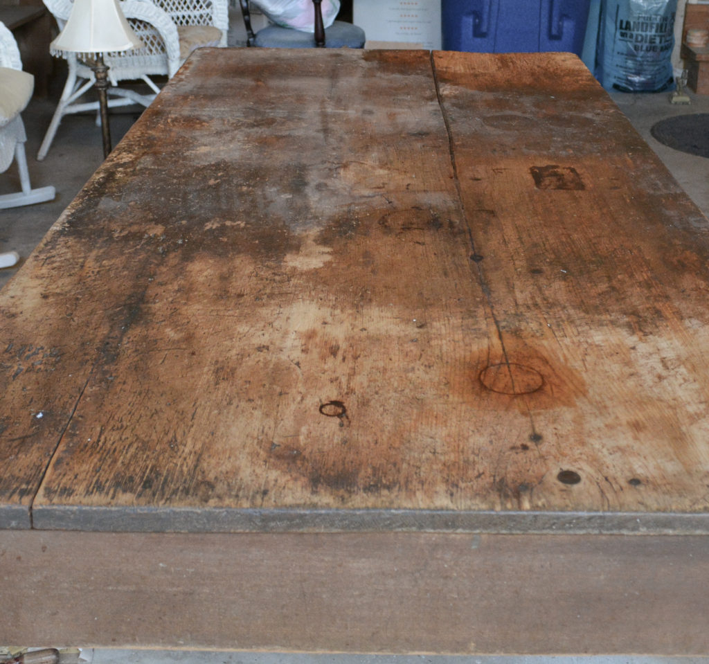 an antique farm table restoration