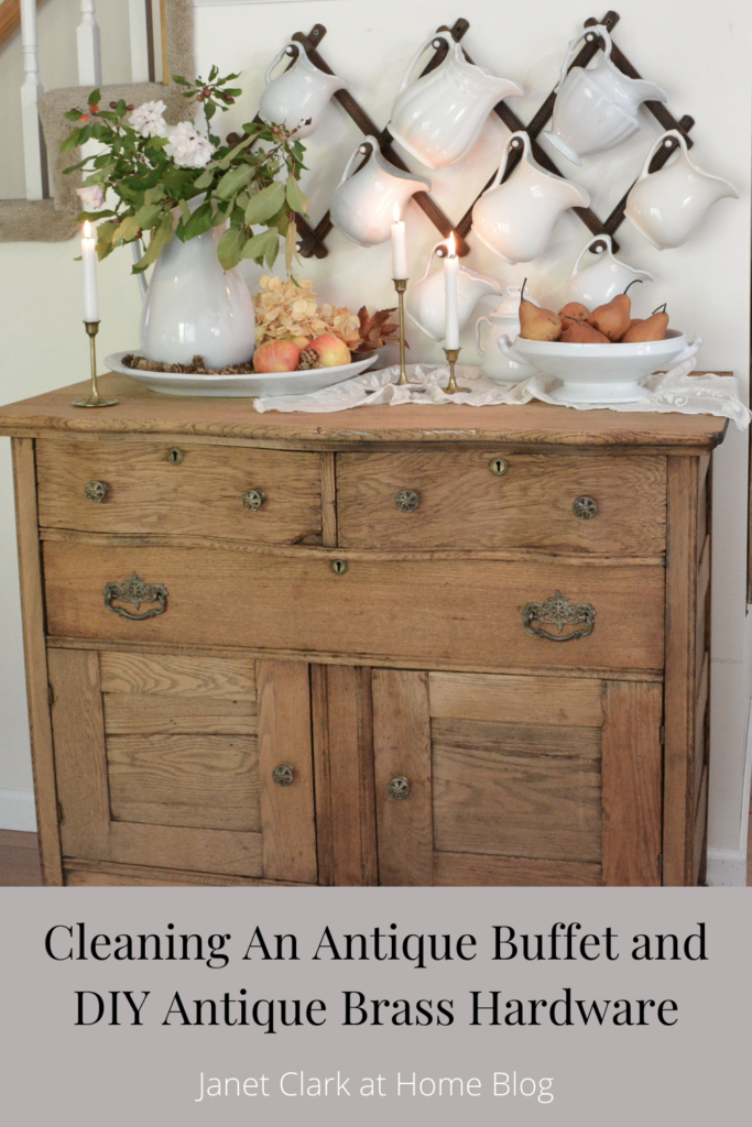 Cleaning an antique buffet and DIY antique brass hardware