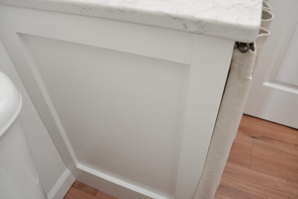 adding molding to a stock cabinet vanity