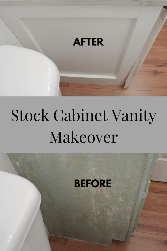 before and after of stock cabinet makeover