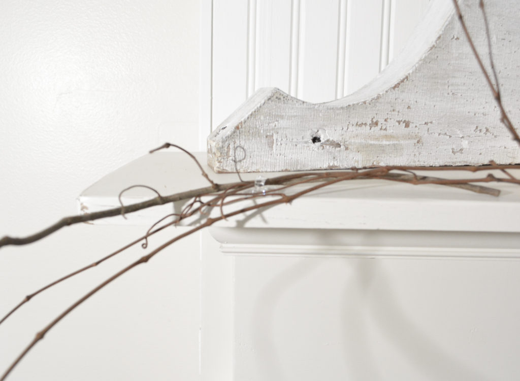 How to hang twig garland on mantel