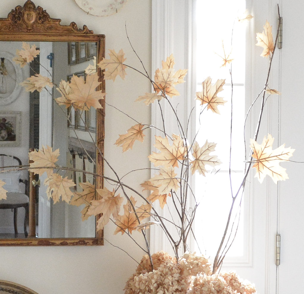 DIY Gold Spray-Painted Branches and Leaves