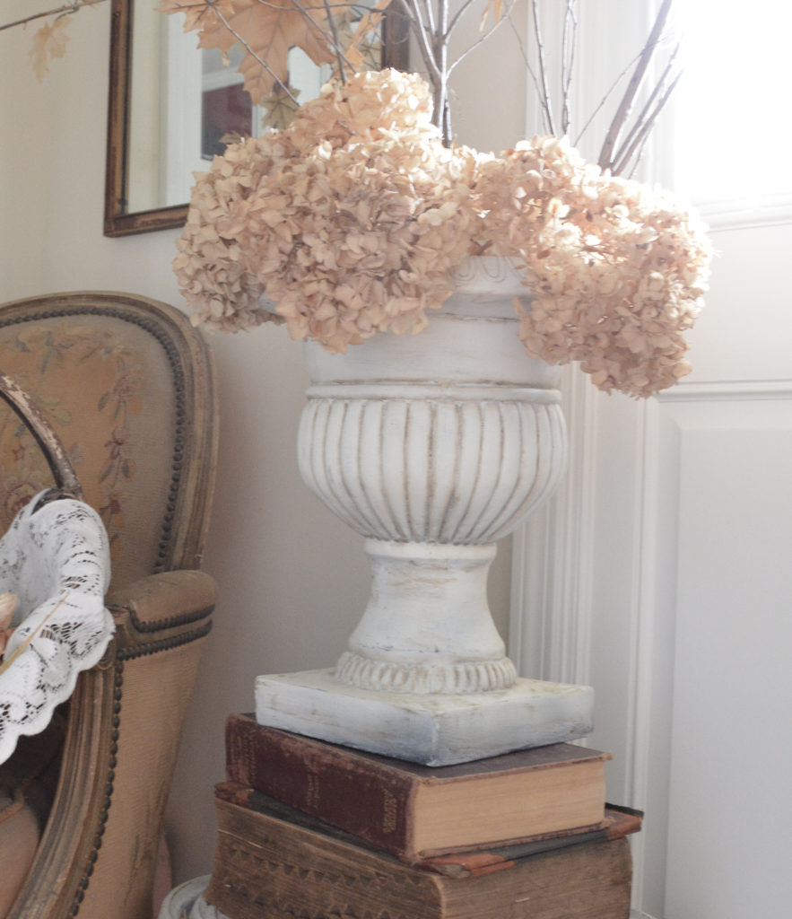 A DIY painted antique urn