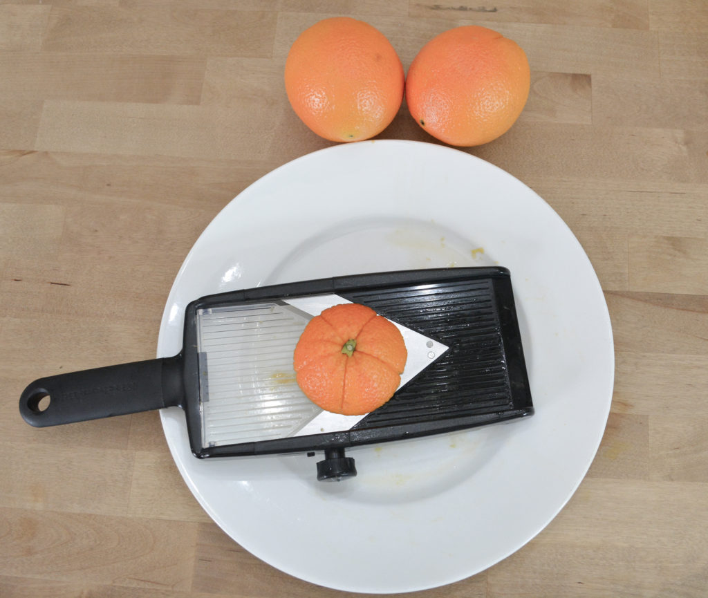 how to slice oranges with a mandoline