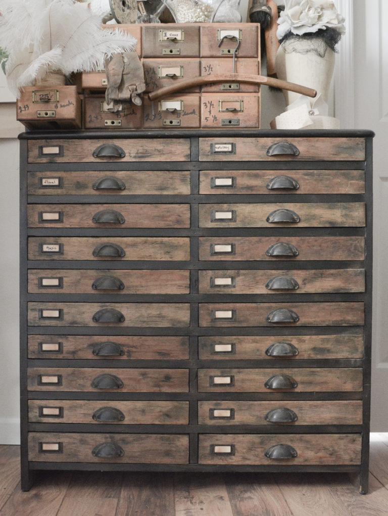 Old Cabinet Becomes An Antique Specimen Cabinet - Janet Clark at Home