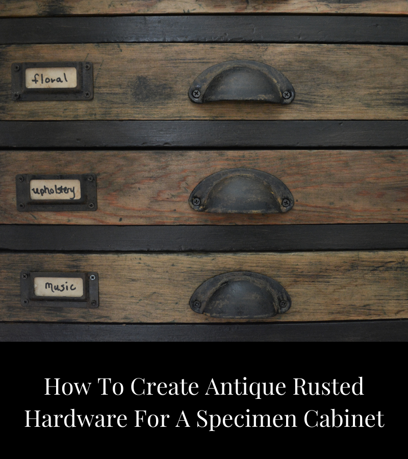 diy antique rust finish for drawer hardware