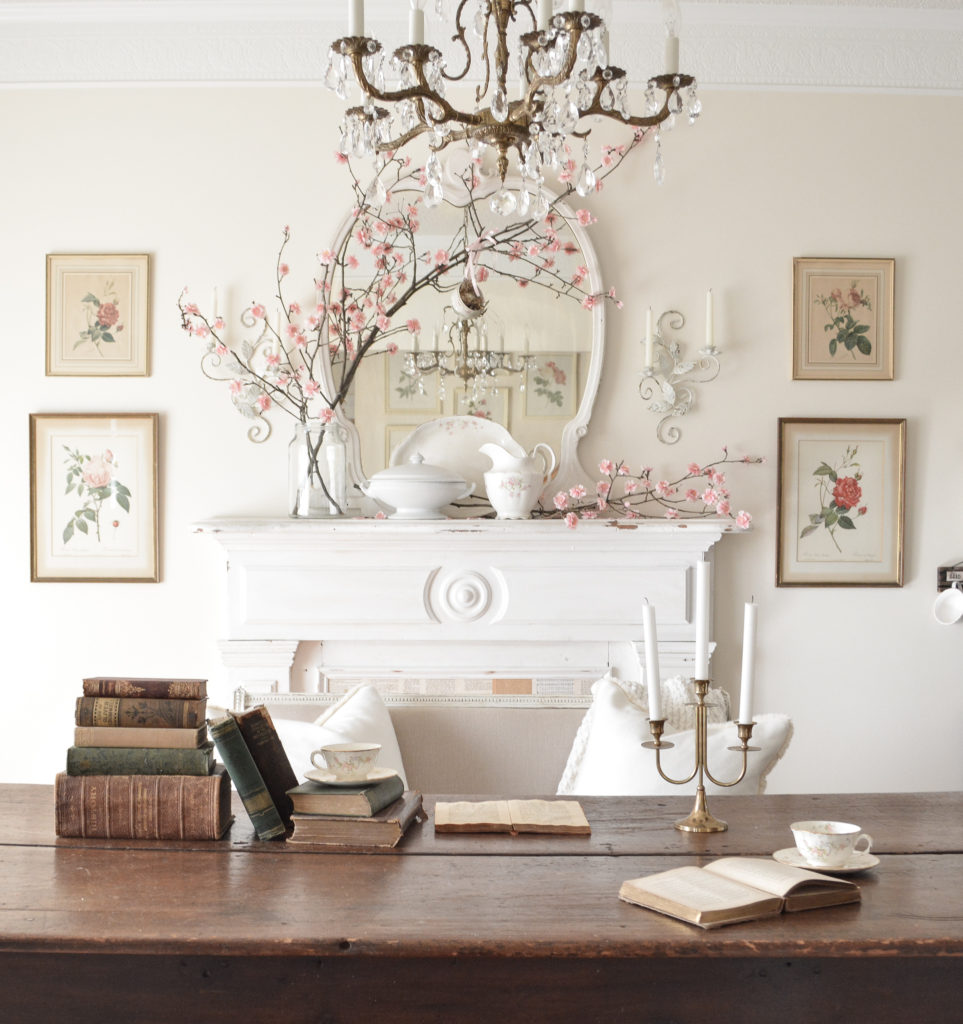  mantel decor with DIY flowering branches