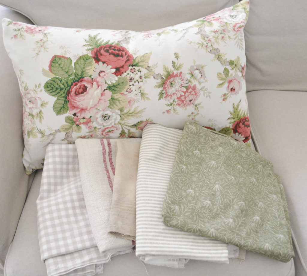 floral throw pillow with coordinating fabrics