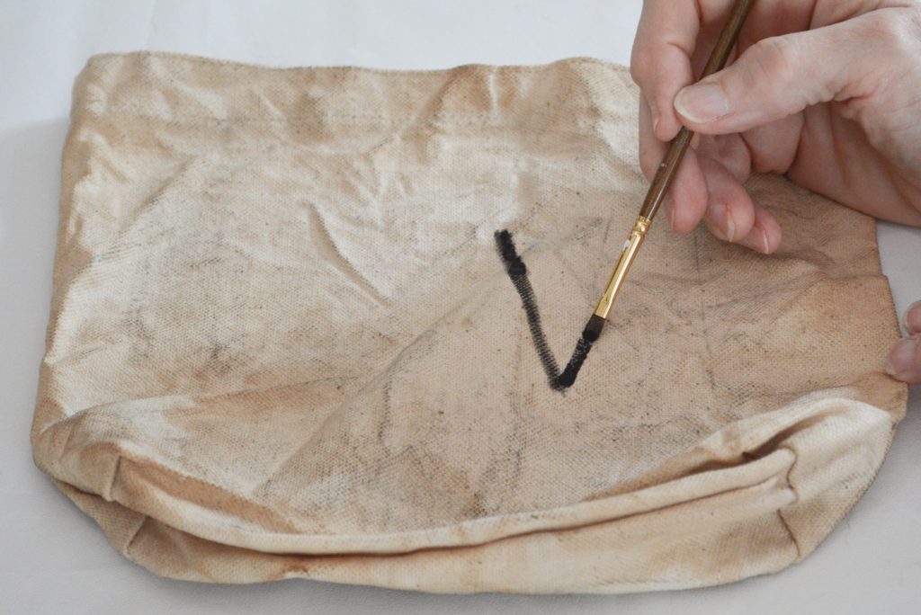 painting canvas to look like an antique grain sack