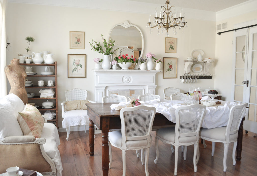 white cottage dining room
