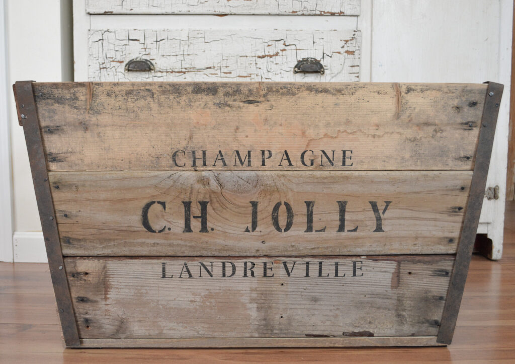A reproduction French Champagne crate