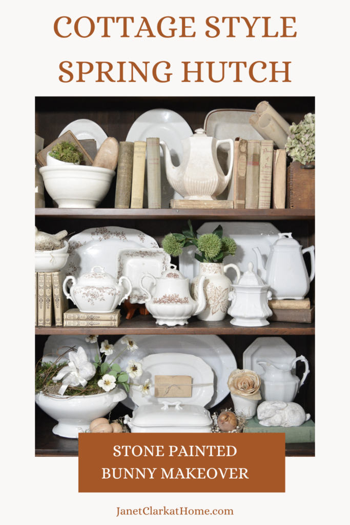 How to decorate a cottage style hutch for spring